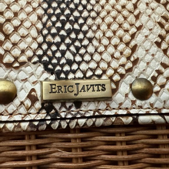 Eric Javits Vintage Snakeskin Wicker Top Handle Handbag - Picture 3 of 14